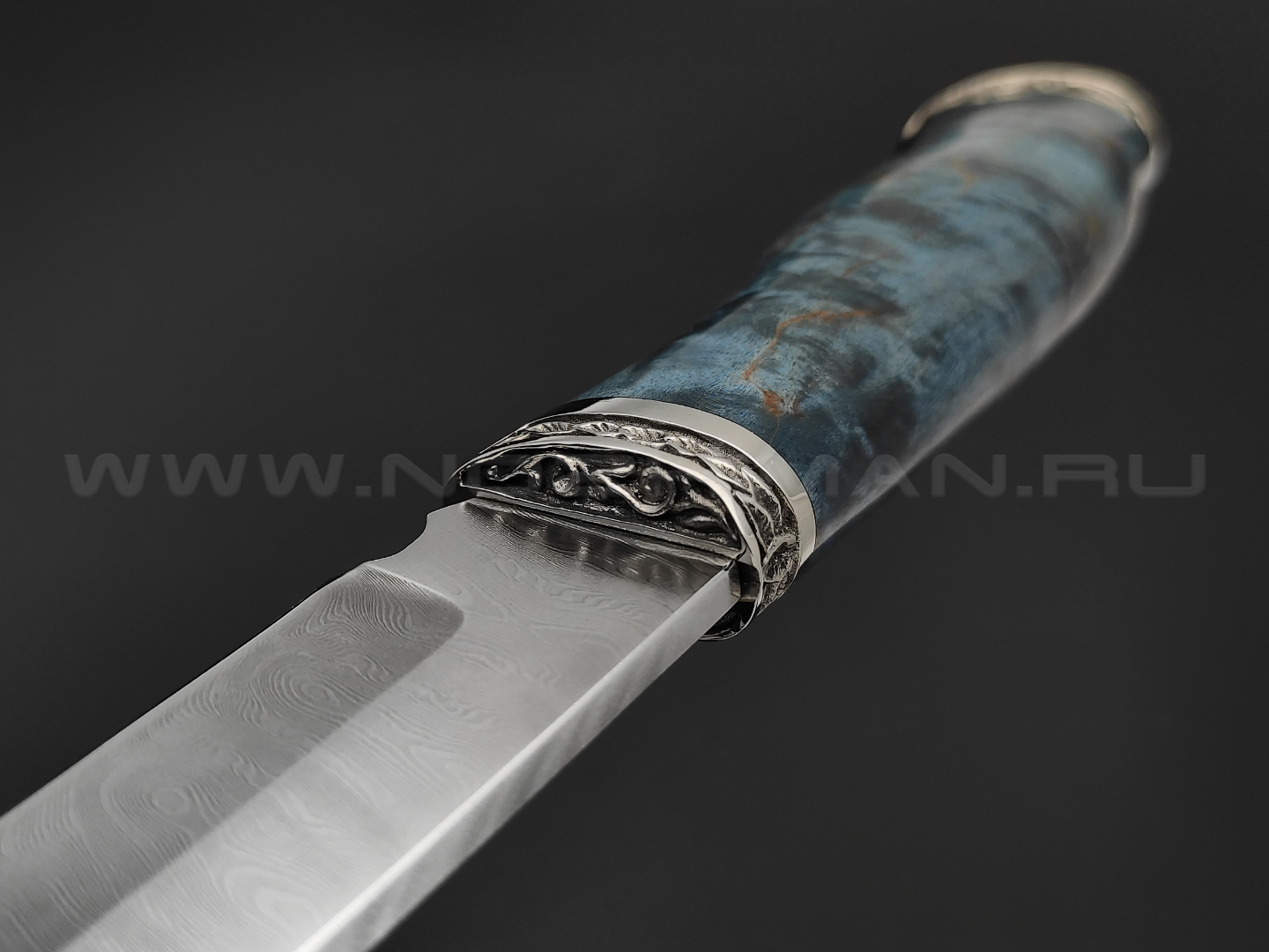 Нож "Шерхан" дамасская сталь, рукоять карельская береза, мельхиор (Фурсач А. А.)