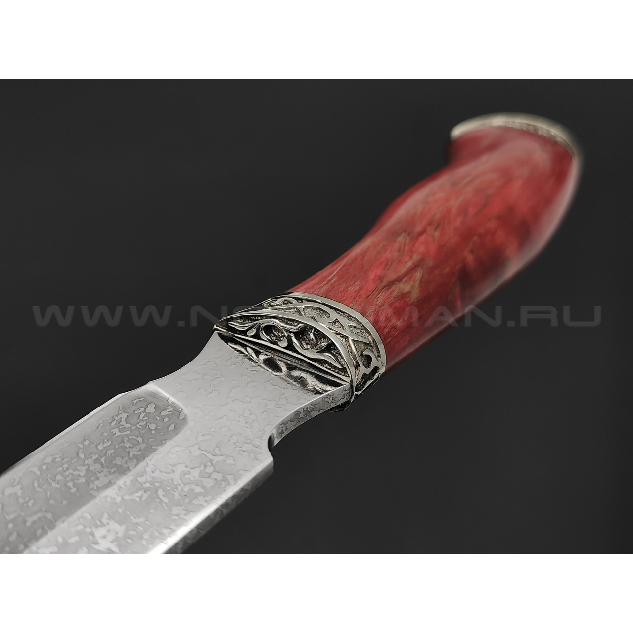 Нож "Рысь-М" сталь Алмазка ХВ5, рукоять карельская береза, мельхиор (Фурсач А. А.)