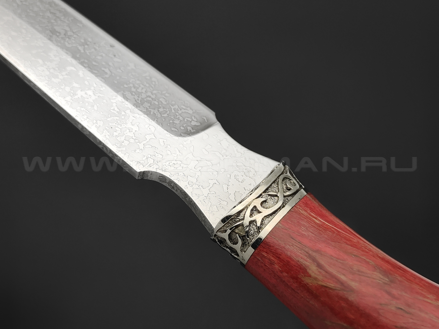 Нож "Рысь-М" сталь Алмазка ХВ5, рукоять карельская береза, мельхиор (Фурсач А. А.)