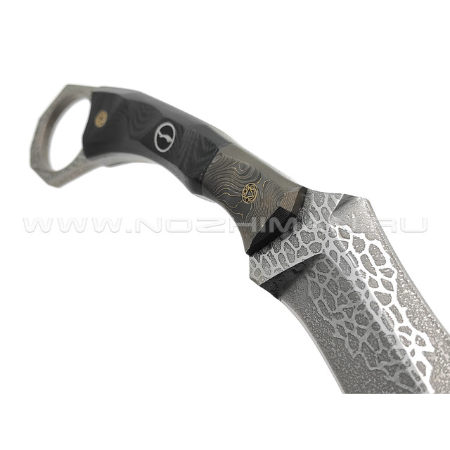 Волчий Век нож керамбит сталь PGK WA, рукоять G10, Carbon fiber, пины