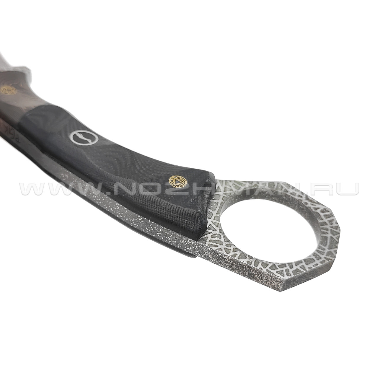 Волчий Век нож керамбит сталь PGK WA, рукоять G10, Carbon fiber, пины