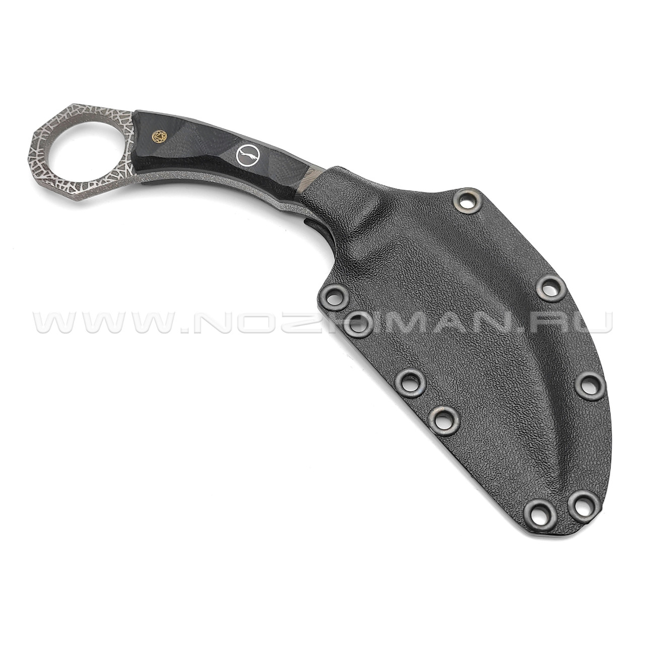 Волчий Век нож керамбит сталь PGK WA, рукоять G10, Carbon fiber, пины