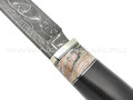 Кузница Матвеева нож VM009 мозаичный дамаск, рукоять эбеновое дерево, зуб мамонта, нейзильбер