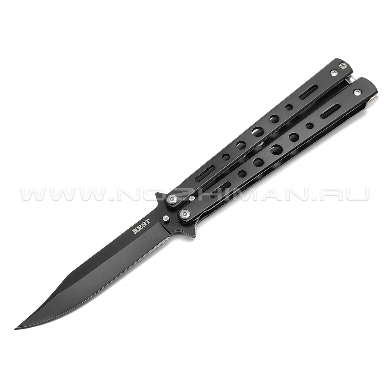 Нож балисонг "Rest" black B-130 сталь 440, рукоять Stainless steel (Ножемир)