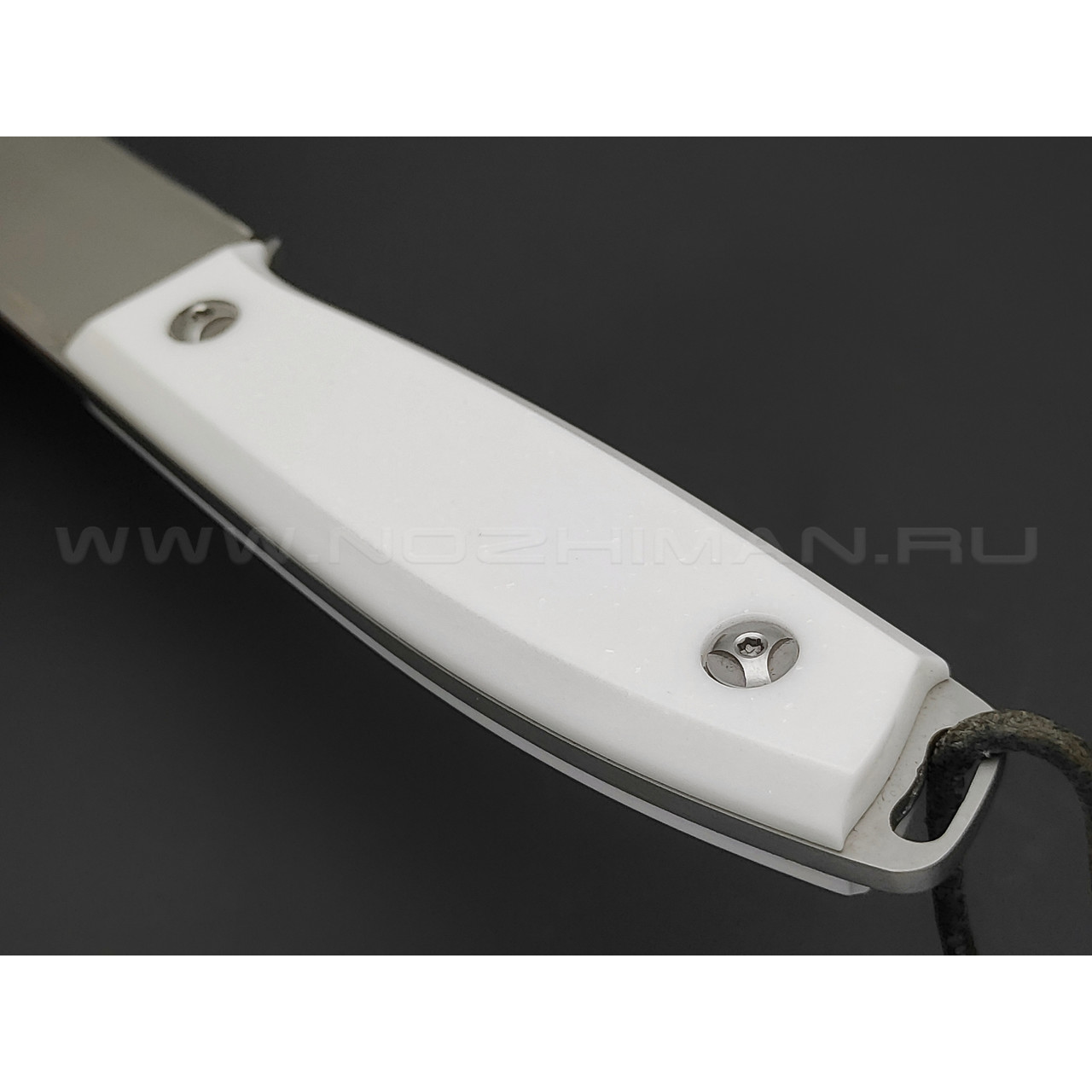 Роман Малинин нож "Азимут" сталь K110 bead-blast, рукоять белый кориан