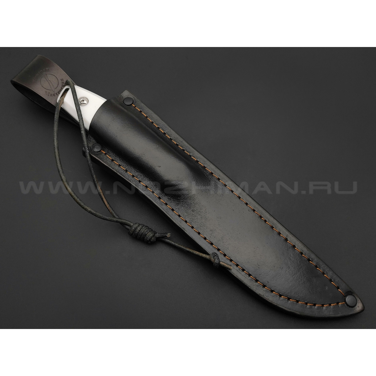 Роман Малинин нож "Азимут" сталь K110 bead-blast, рукоять белый кориан