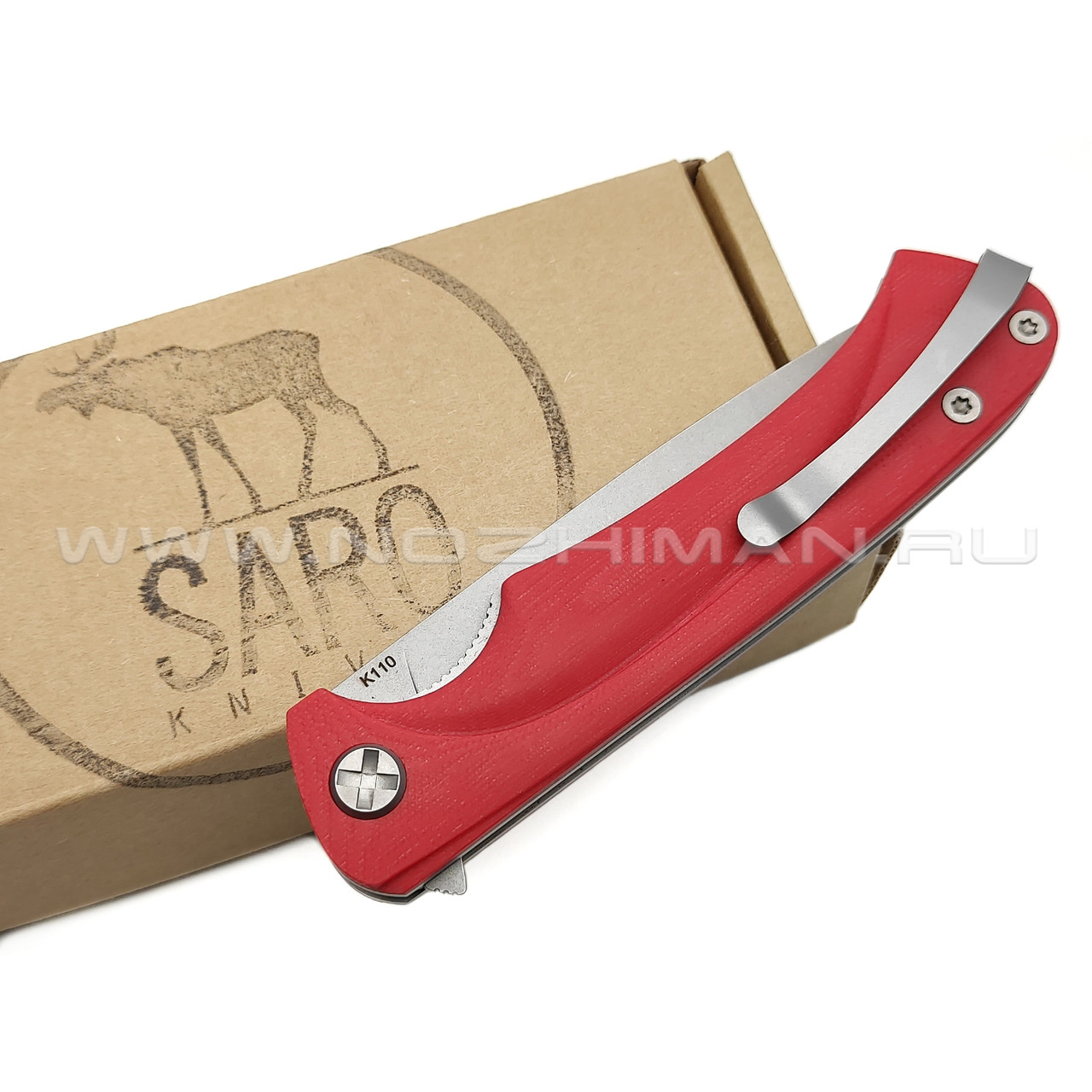 Saro нож Чиж Плюс, сталь K110, рукоять G10 red