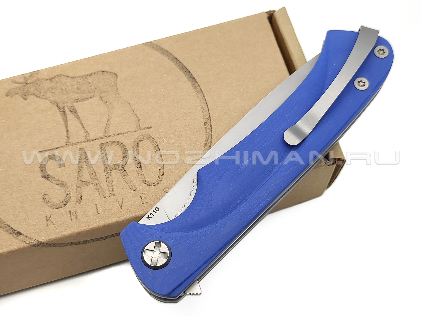 Saro нож Чиж Плюс, сталь K110, рукоять G10 blue