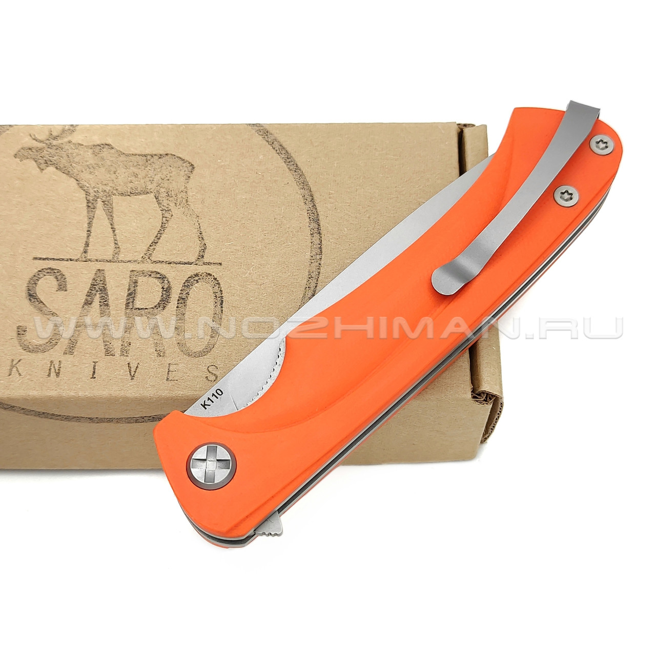 Saro нож Чиж Плюс, сталь K110, рукоять G10 orange