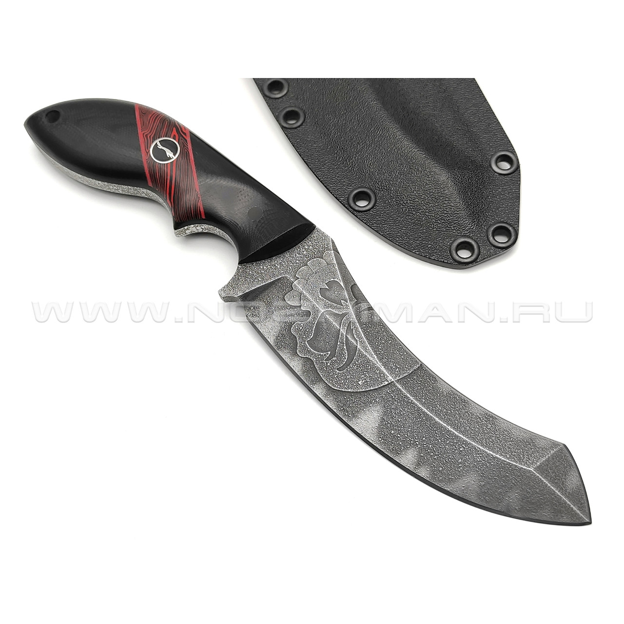 Волчий Век нож Кондрат 12 Skull Custom сталь PGK WA, рукоять G10 black & red