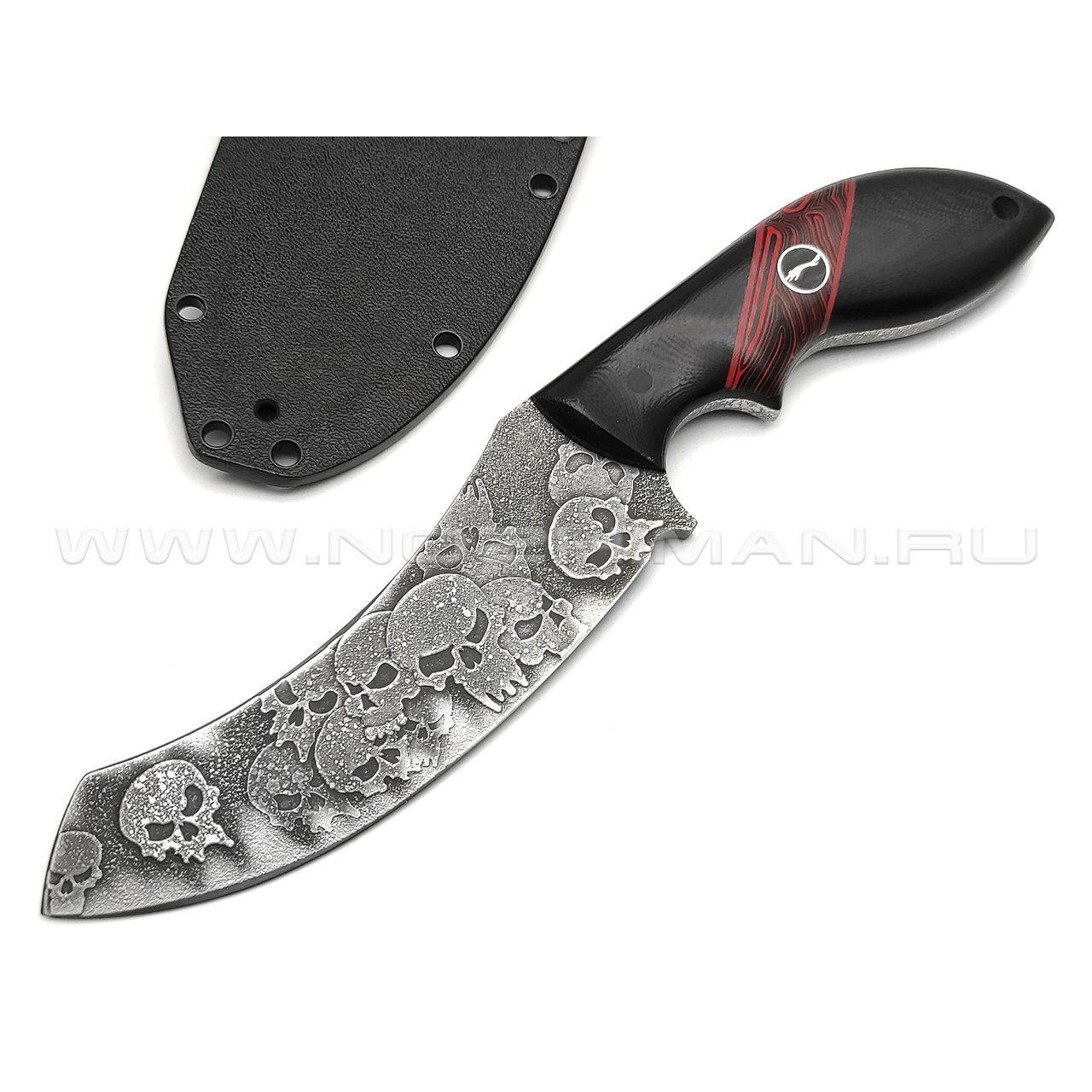 Волчий Век нож Кондрат 12 Skull Custom сталь PGK WA, рукоять G10 black & red