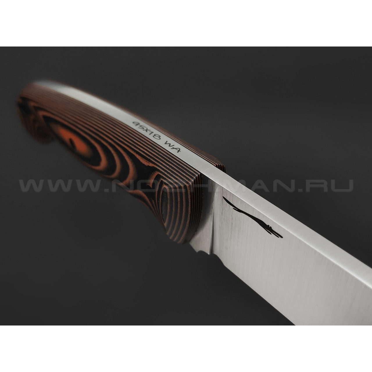 Волчий Век нож Ямской сталь 95Х18 WA сатин, рукоять G10 black & orange