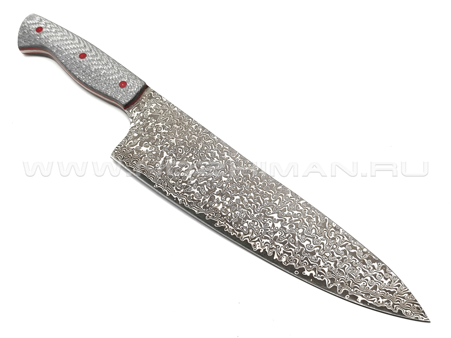 Кухонный шеф нож Burlax BX0093 сталь Дамаск VG10, рукоять Silver Twill