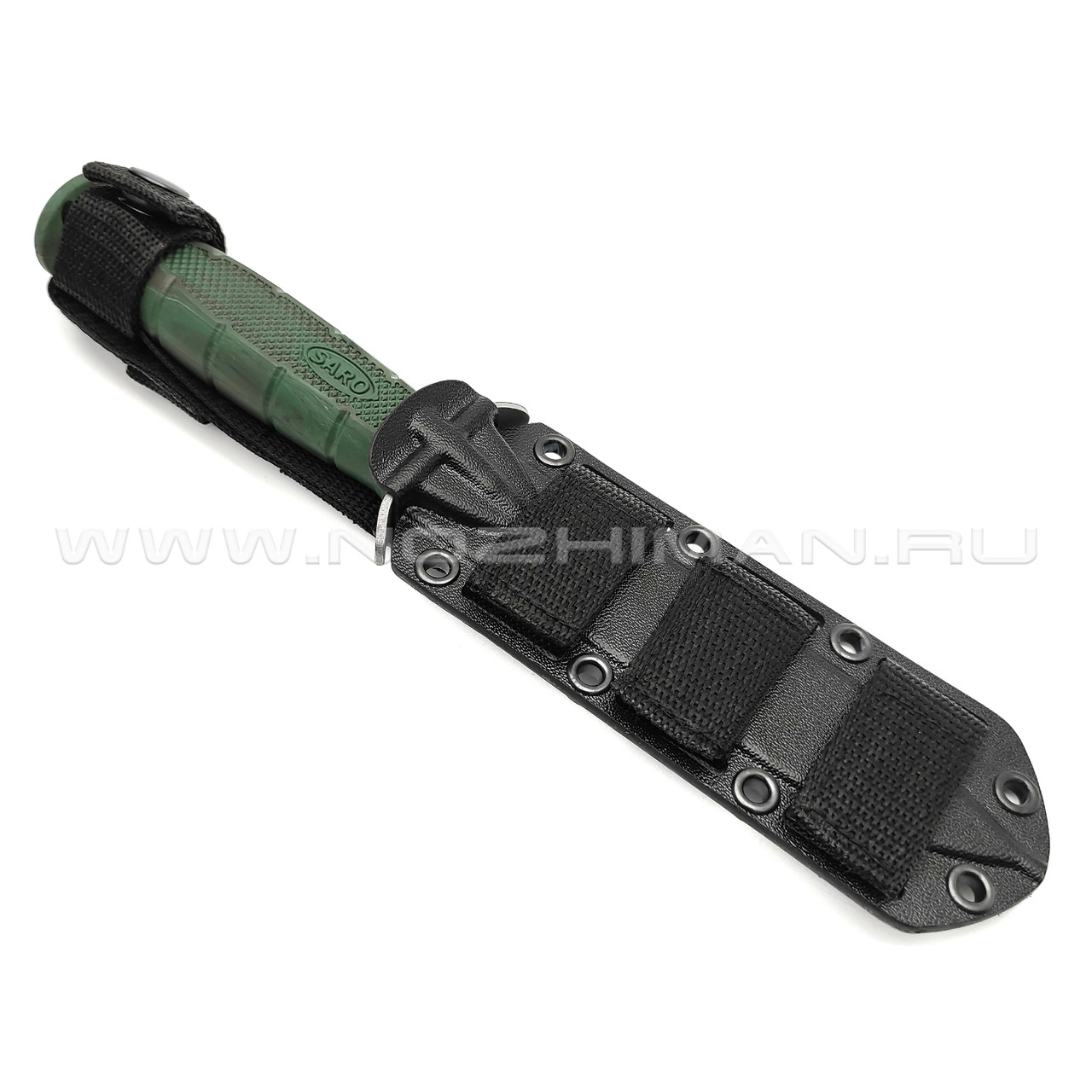 Saro нож НР-2000 сталь Aus-6, рукоять зеленая резина