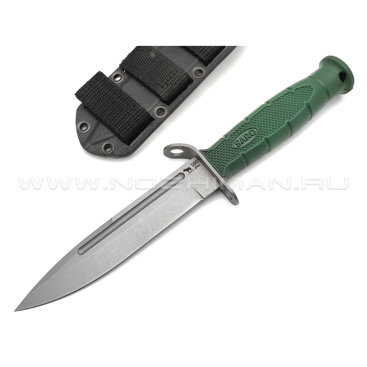 Saro нож 6Х9С сталь Aus-6, рукоять зеленая резина