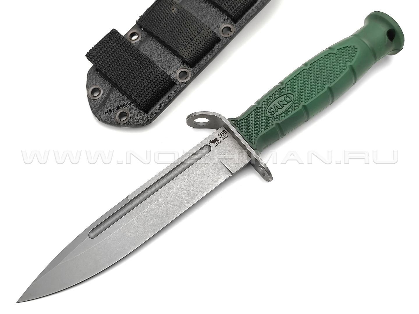 Saro нож 6Х9С сталь Aus-6, рукоять зеленая резина