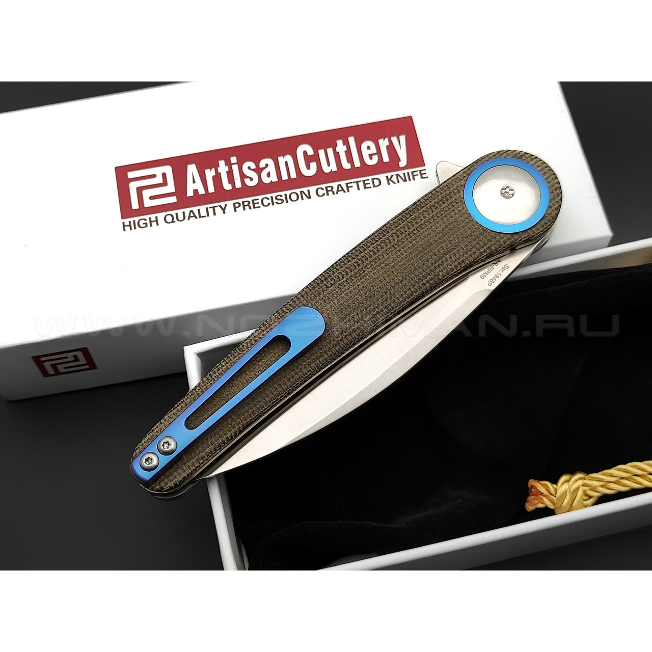 Нож Artisan Cutlery 1848P-ODG Cazador сталь AR-RPM9, рукоять микарта, титан