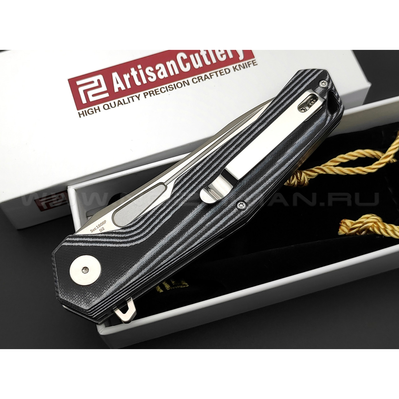 Нож Artisan Cutlery 1808P-BGC Zumwalt сталь D2, рукоять G10 black & white