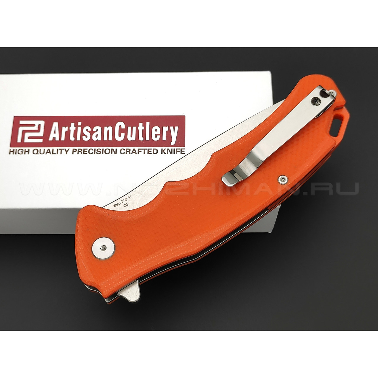 Нож Artisan Cutlery 1702P-OE Tradition сталь D2, рукоять G10 orange