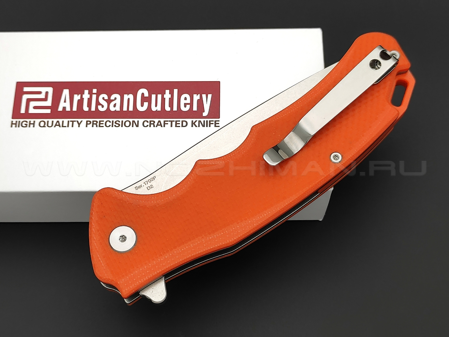 Нож Artisan Cutlery 1702P-OE Tradition сталь D2, рукоять G10 orange