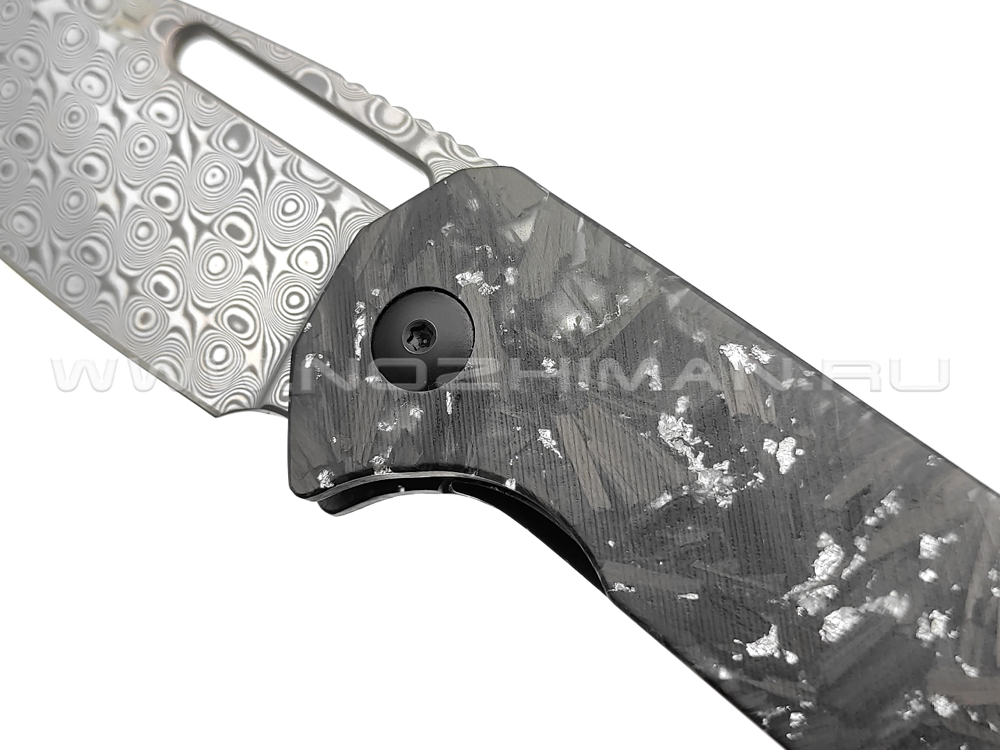 Нож Artisan Cutlery Arion 1843GD-SCF сталь Damasteel, рукоять Chaotic carbon fiber silver