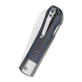 Нож QSP Worker QS128-D сталь N690, рукоять синяя G10, карбон, кожаный чехол Нож QSP Worker QS128-D сталь N690, рукоять синяя G10, карбон, кожаный чехол