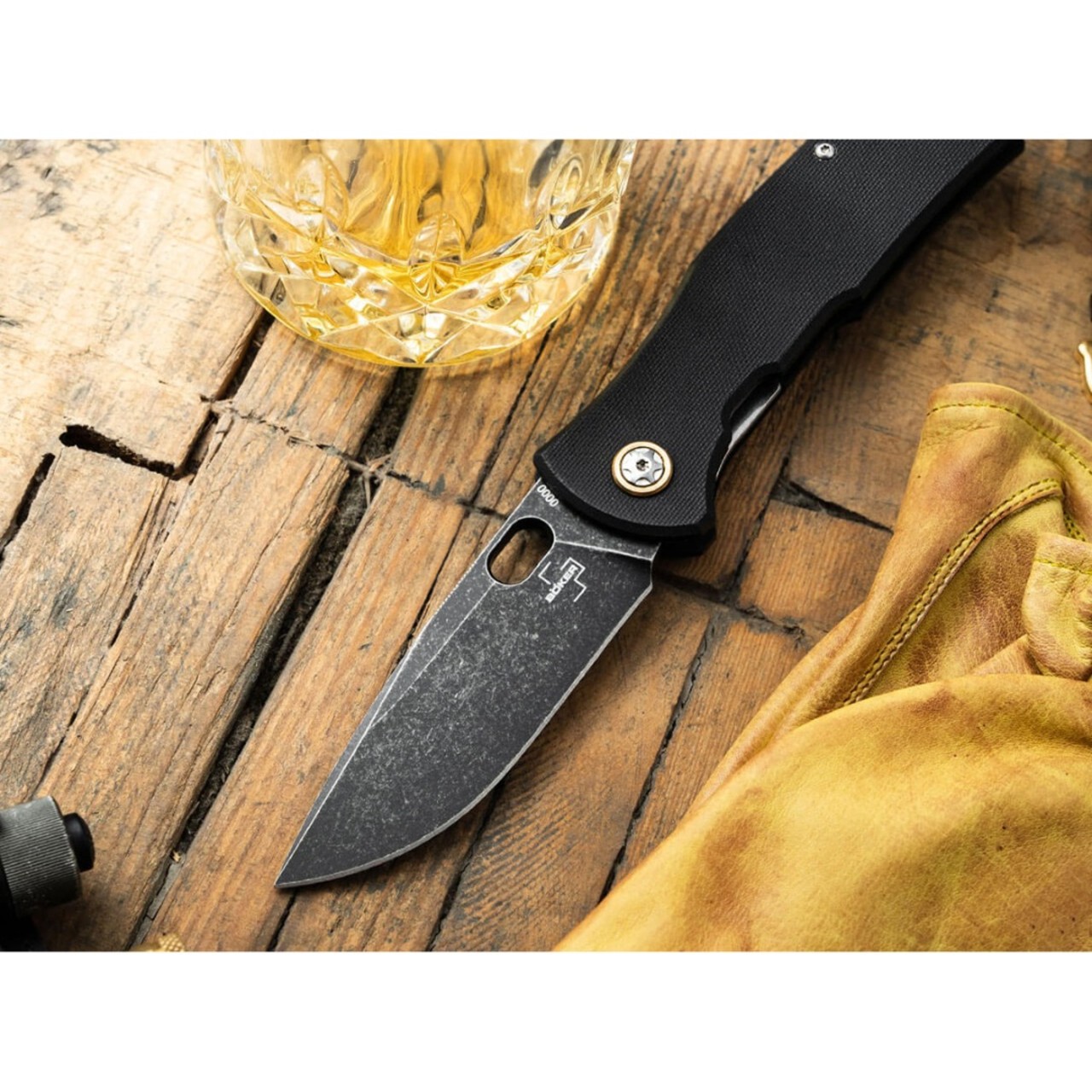 Нож Boker Plus Fieldfolder 01BO375 сталь D2 блэквош, рукоять G10 black, brass