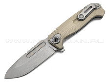 N.C.Custom складной нож Ultras-F сталь X105 stonewash, рукоять G10 tan, сталь