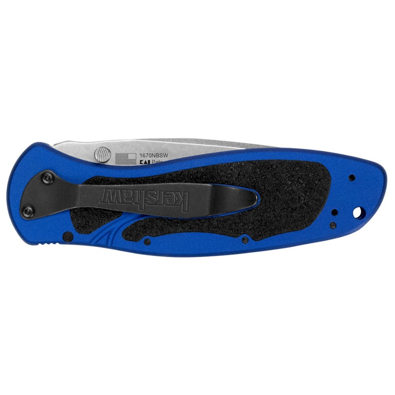 Нож Kershaw Blur 1670NBSW сталь Sandvik 14C28N стоунвош, рукоять Trac-Tec, Aluminum 6061-T6 blue