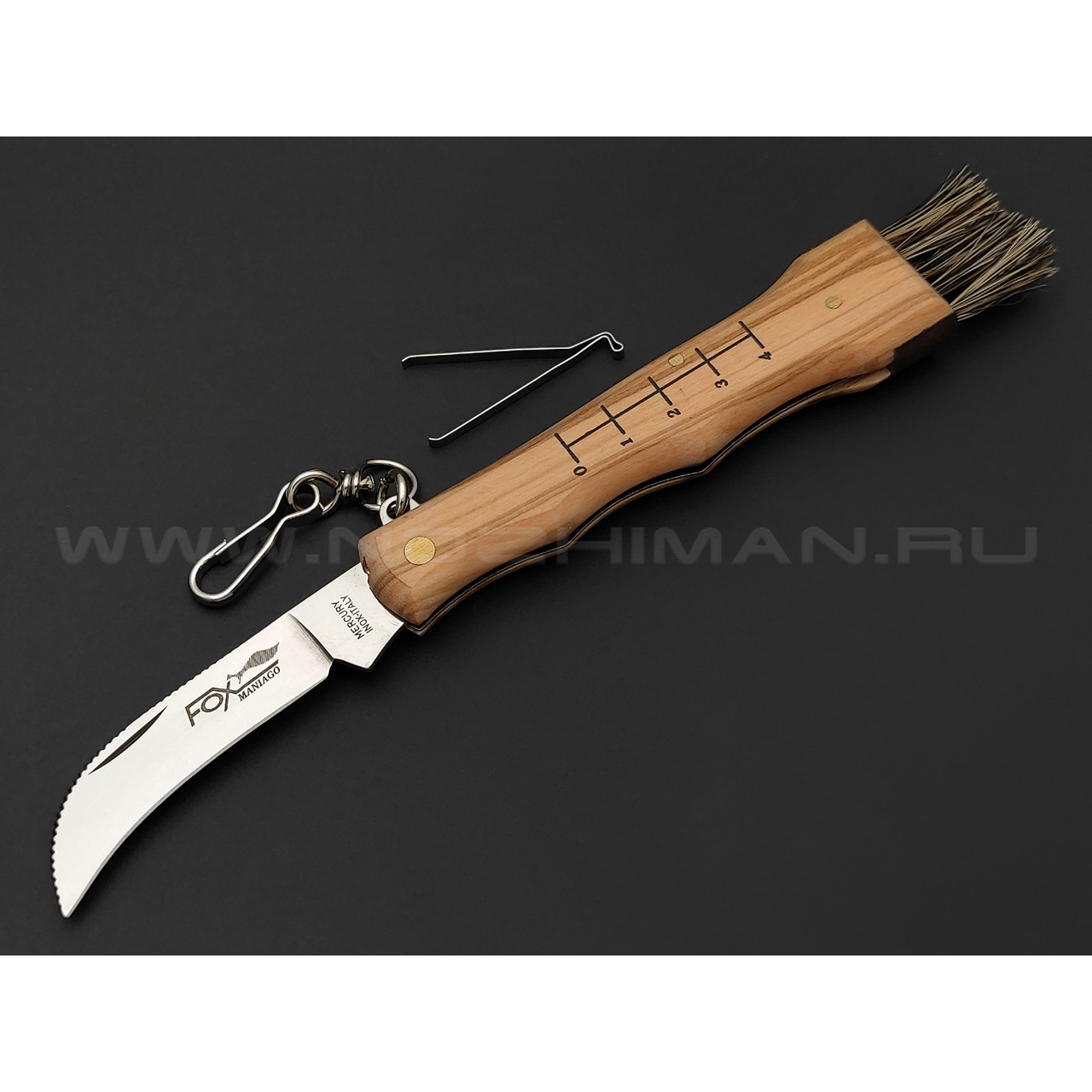Нож грибника Fox Mushrooms Knife 405 OL сталь 420С, рукоять Дерево олива