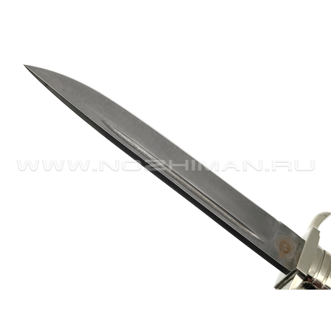 Товарищество Завьялова нож НКВД с красной звездой, сталь Булат, рукоять Акрил, мельхиор