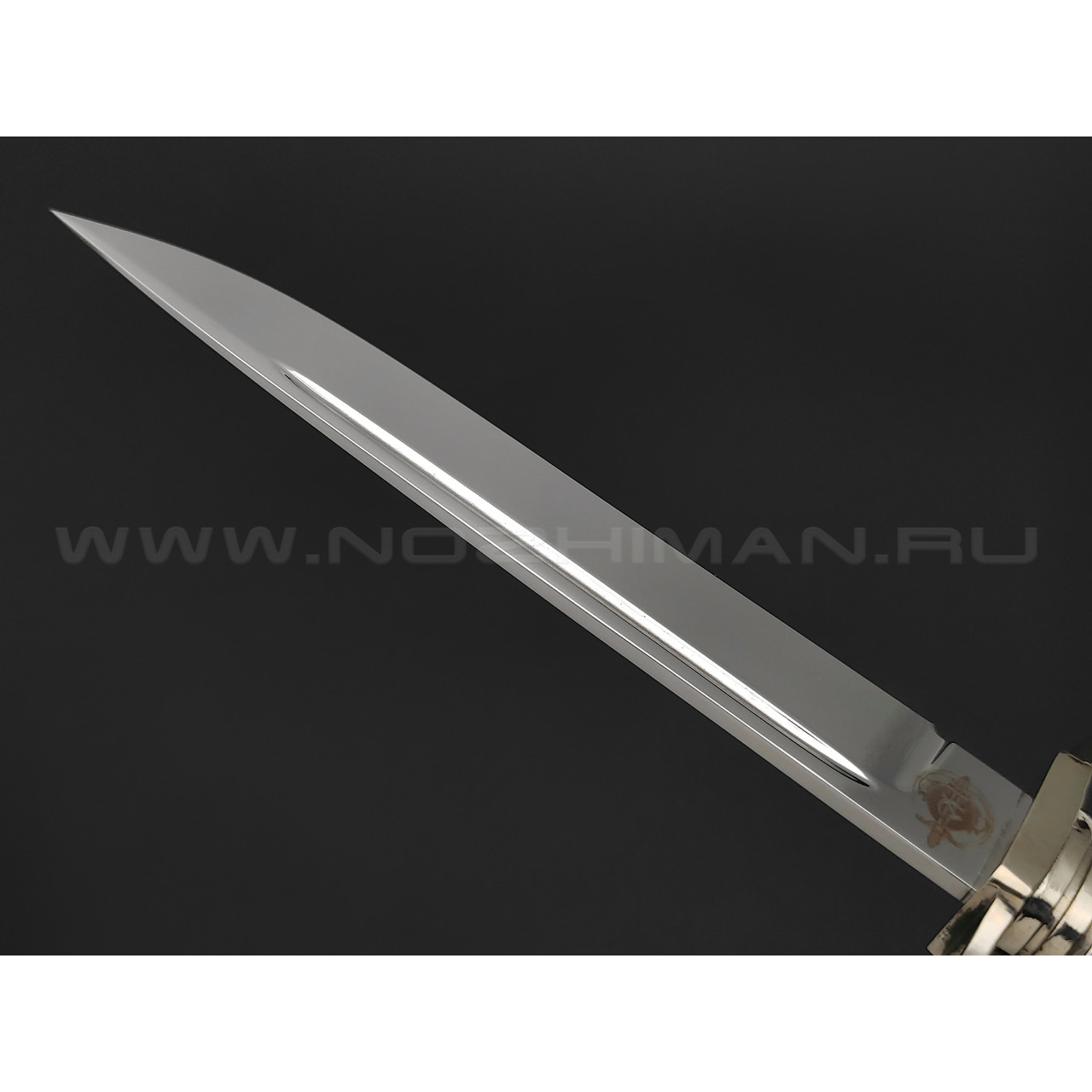 Товарищество Завьялова нож Финка НКВД сталь K340, рукоять Рог лося, штифты, граб, мельхиор