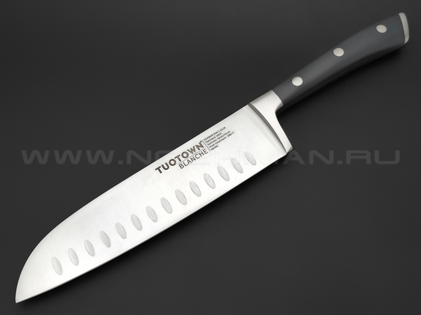 TuoTown Blanche Santoku 307008 сталь German 1.4116, рукоять Stainless steel, ABS