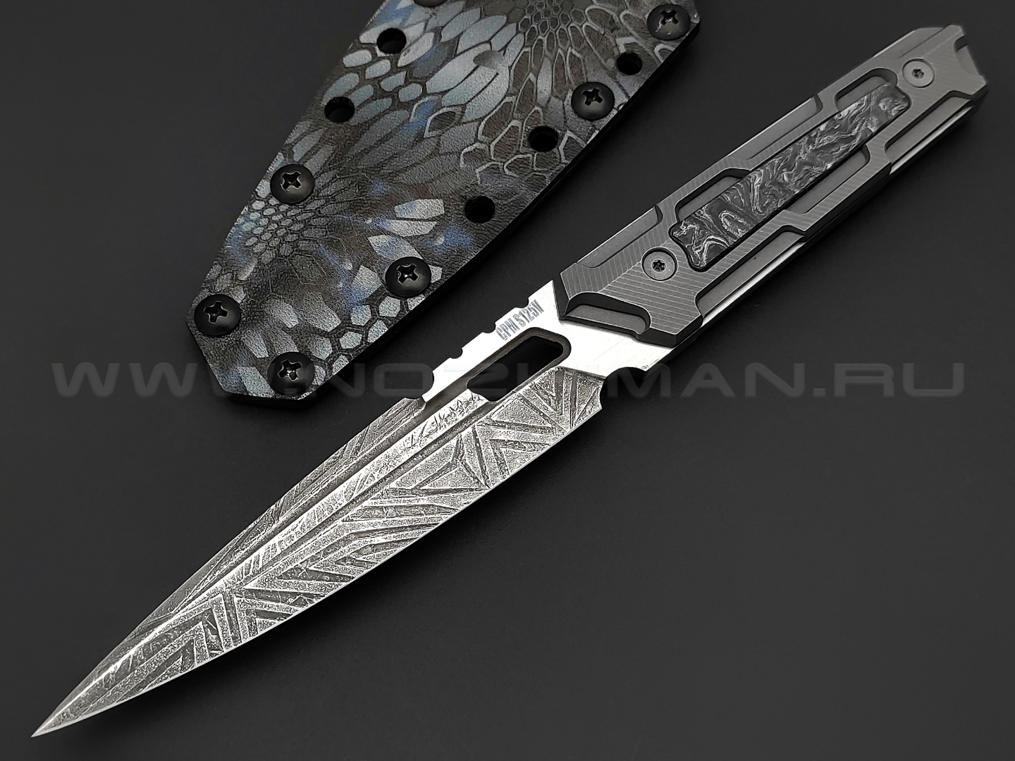 Neyris Knives нож Синтет сталь CPM S125V, рукоять титан, carbon fiber dark matter silver