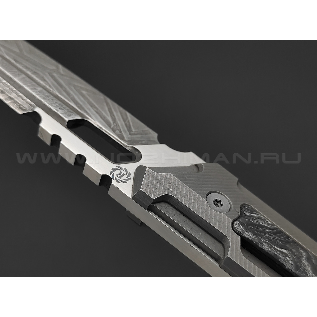 Нейрис нож Синтет сталь CPM S125V, рукоять титан, Карбон "Тёмная материя - серебро"
