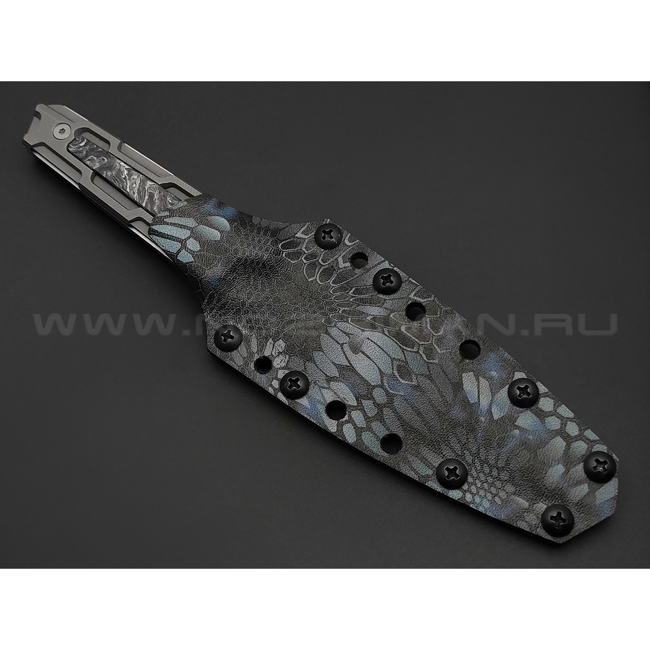 Нейрис нож Синтет сталь CPM S125V, рукоять титан, Карбон "Тёмная материя - серебро"