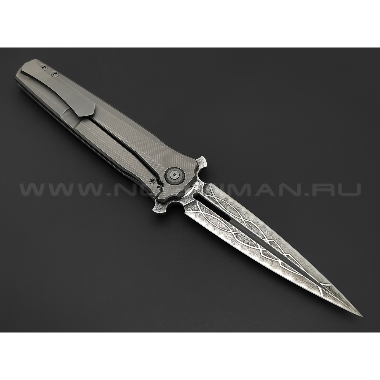 Нейрис складной нож ТаоРан сталь CPM 3V, рукоять титан, Карбон "Тёмная матери - серебро"