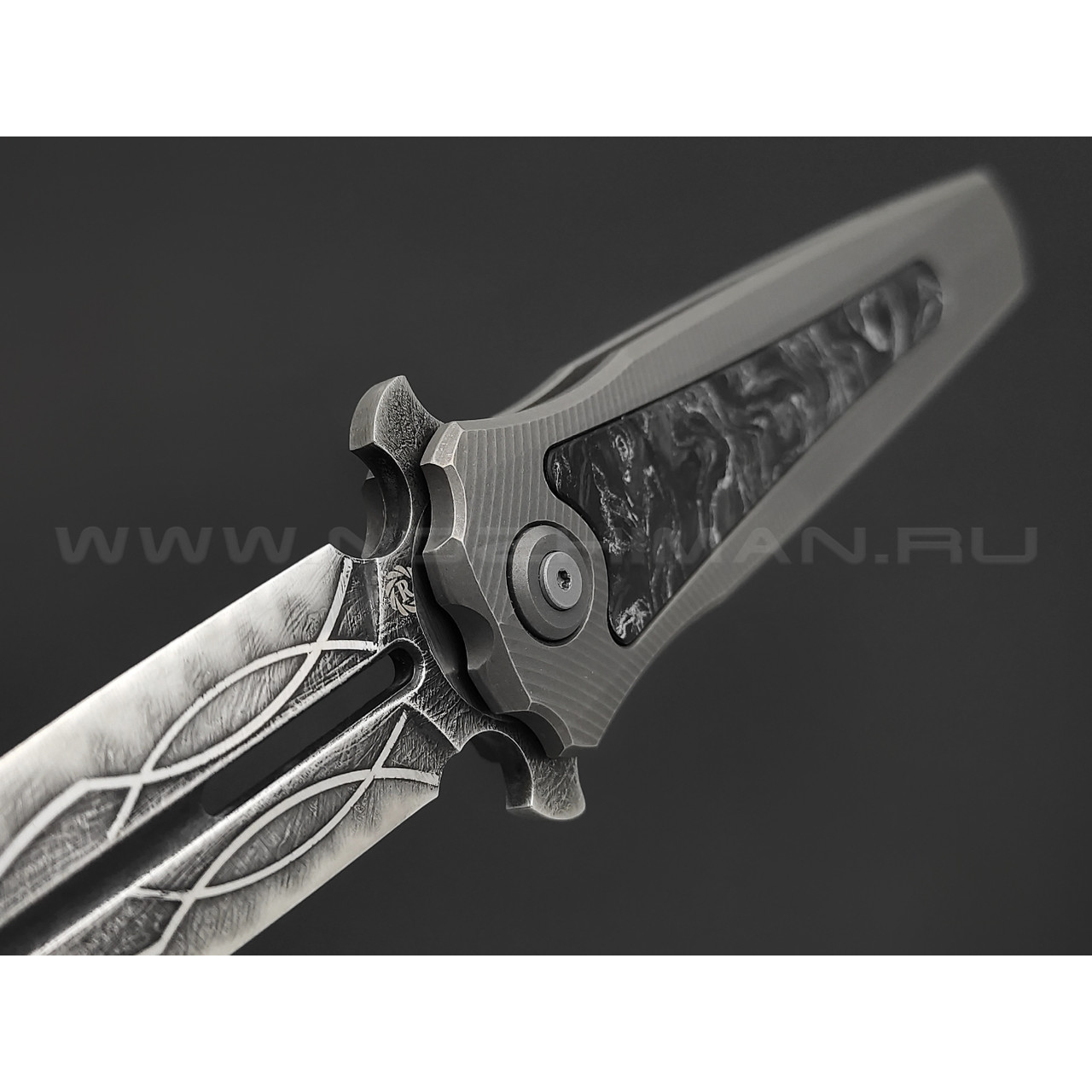 Нейрис складной нож ТаоРан сталь CPM 3V, рукоять титан, Карбон "Тёмная матери - серебро"