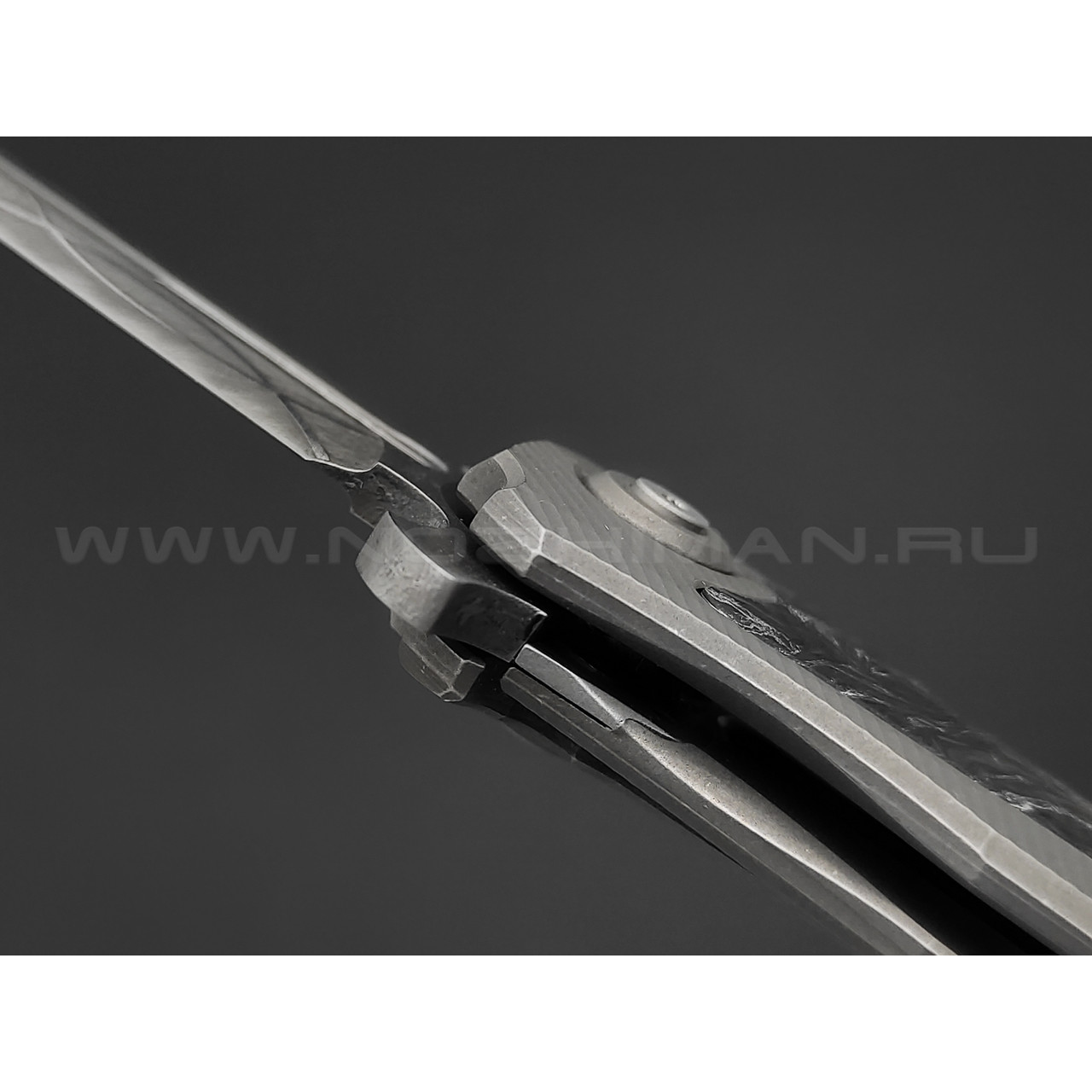 Нейрис складной нож ТаоРан сталь CPM 3V, рукоять титан, Карбон "Тёмная матери - серебро"