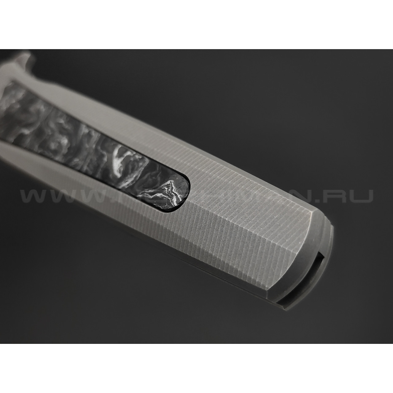 Нейрис складной нож ТаоРан сталь CPM 3V, рукоять титан, Карбон "Тёмная матери - серебро"