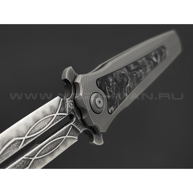 Нейрис складной нож ТаоРан сталь CPM 3V, рукоять титан, Карбон "Тёмная матери - серебро"