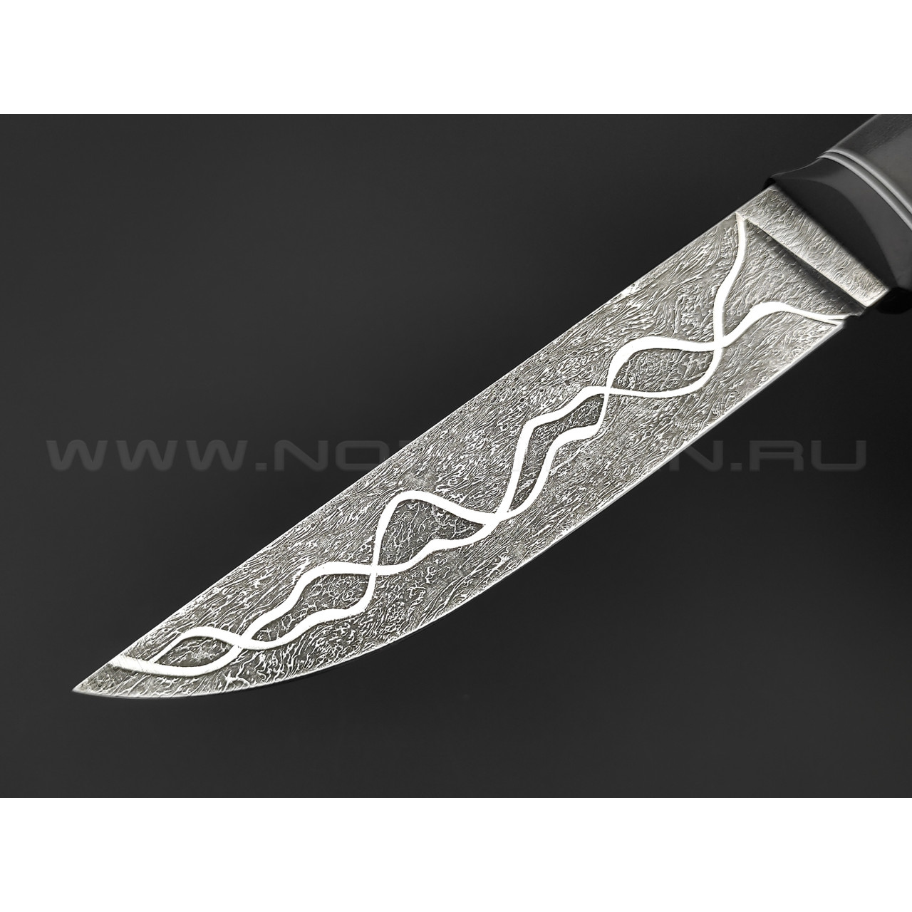 Волчий Век нож Слон Custom сталь PGK WA травление, рукоять микарта black