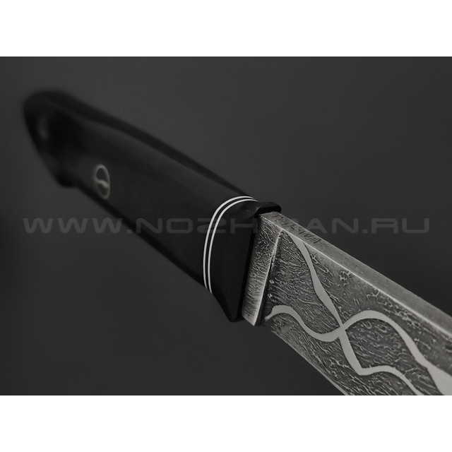 Волчий Век нож Слон Custom сталь PGK WA травление, рукоять микарта black