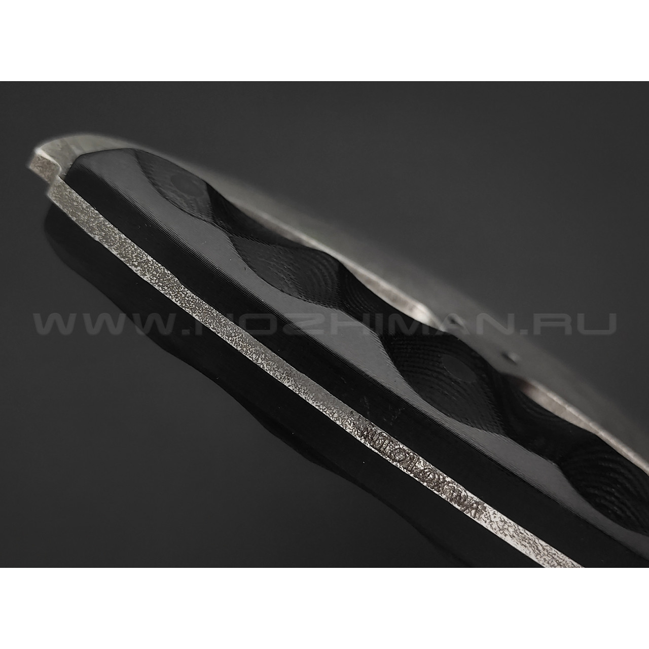 Волчий Век нож Киса custom сталь NIOLOX WA художественное травление, рукоять G10 black