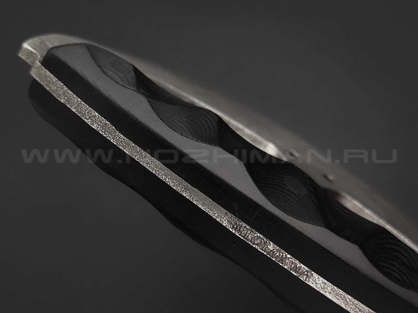 Волчий Век нож Киса custom сталь NIOLOX WA художественное травление, рукоять G10 black