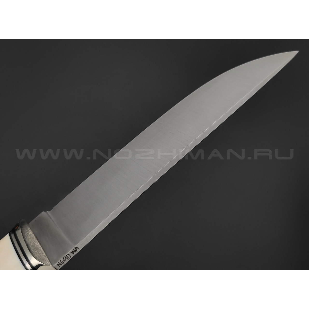 Волчий Век нож Слон сталь N690 WA сатин, рукоять айронвуд, бивень моржа, нейзильбер, G10