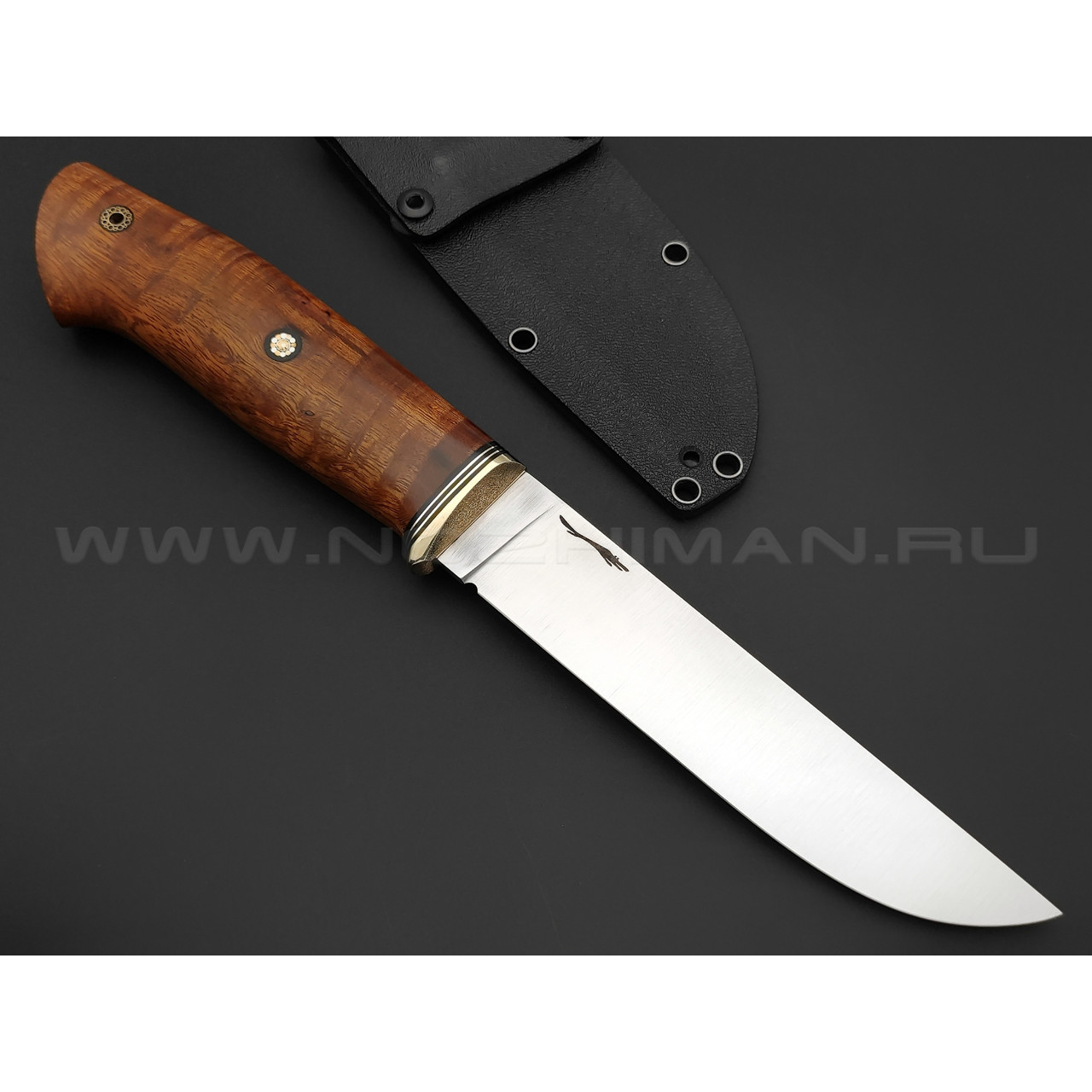 Волчий Век нож Слон Custom сталь M390 WA сатин, рукоять айронвуд, латунь, мозаичные пины