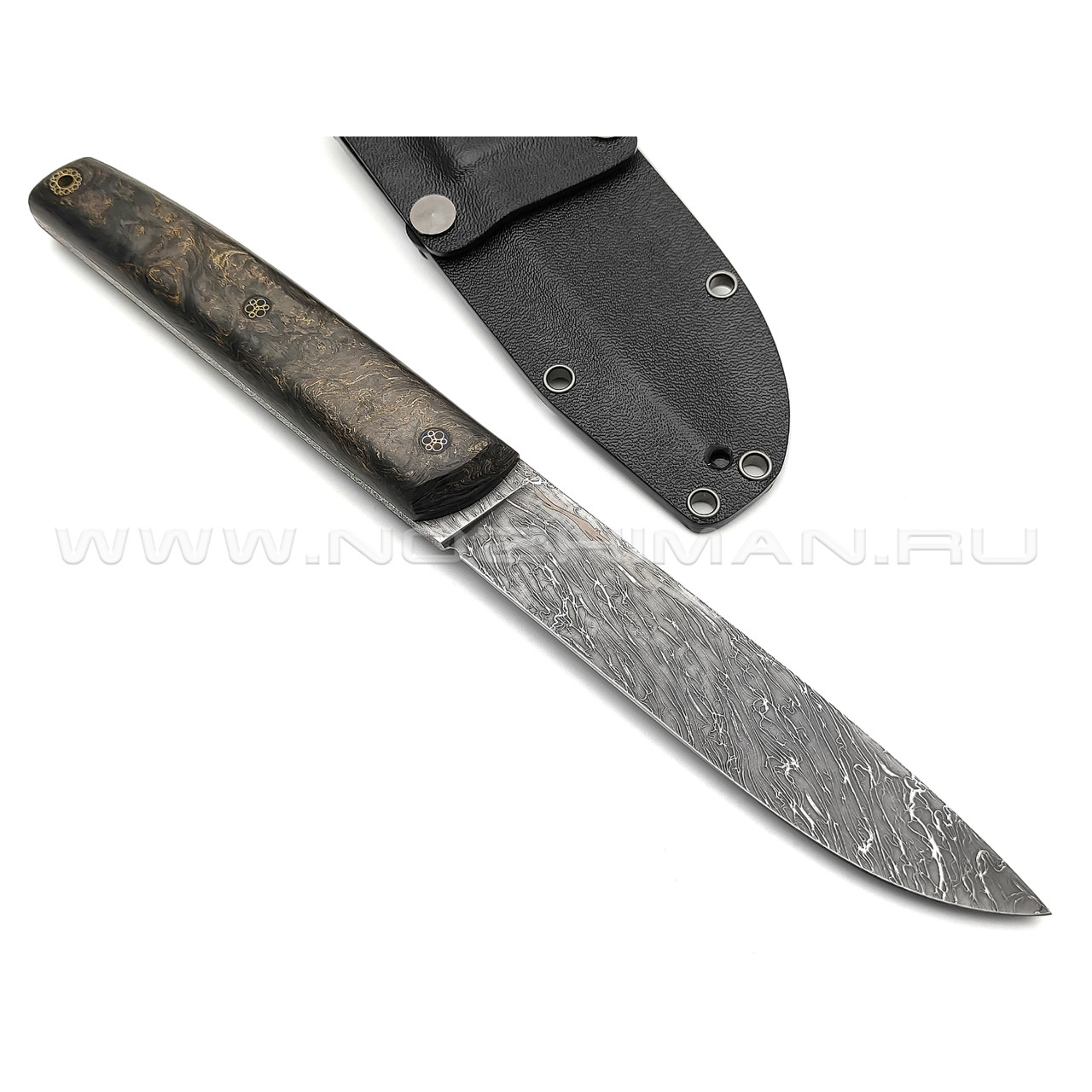Волчий Век нож Слон Custom сталь CPM S125V WA дамаскаж, рукоять Carbon dark matter gold