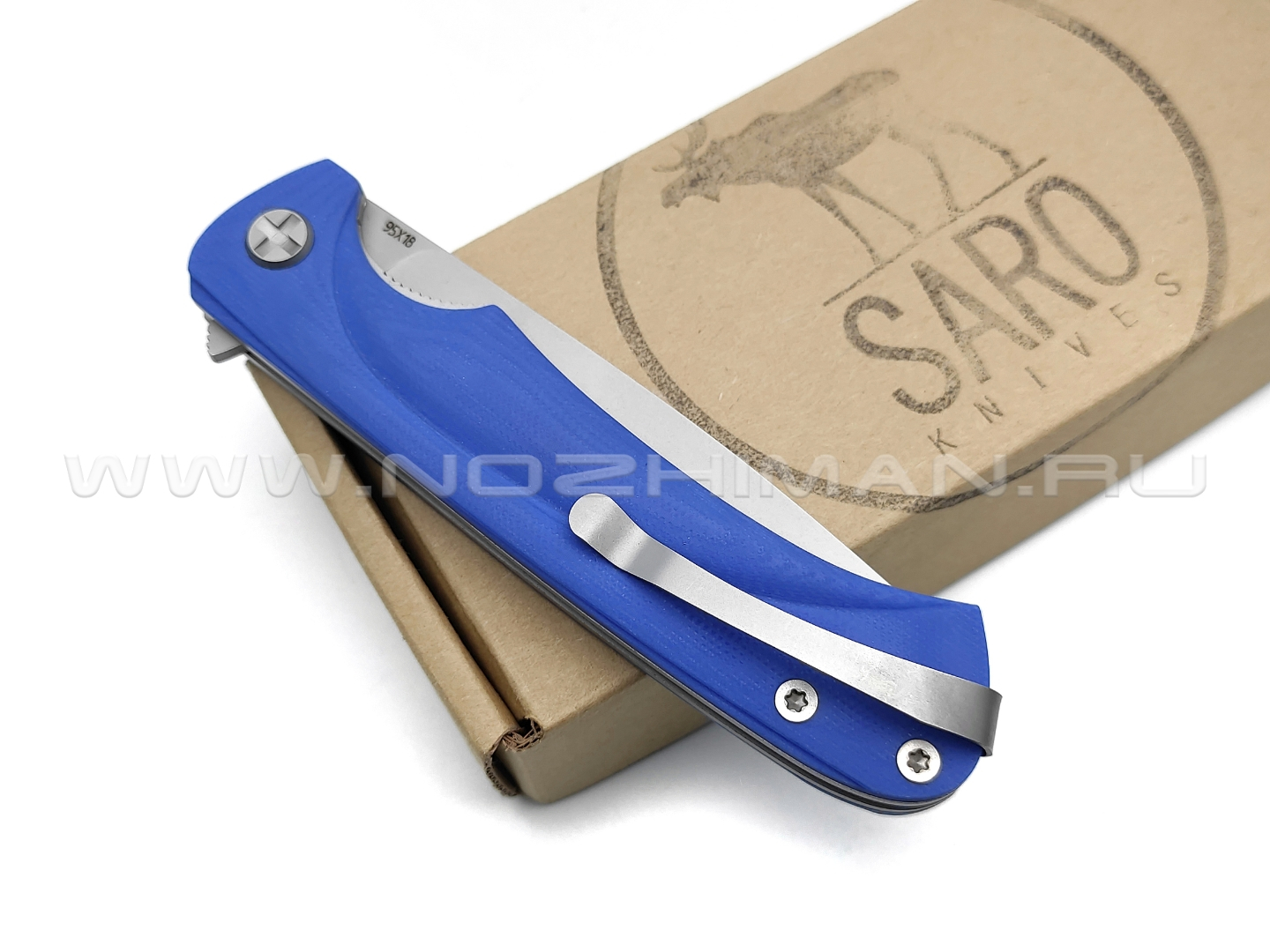 Saro нож Чиж Плюс, сталь 95Х18, рукоять G10 blue