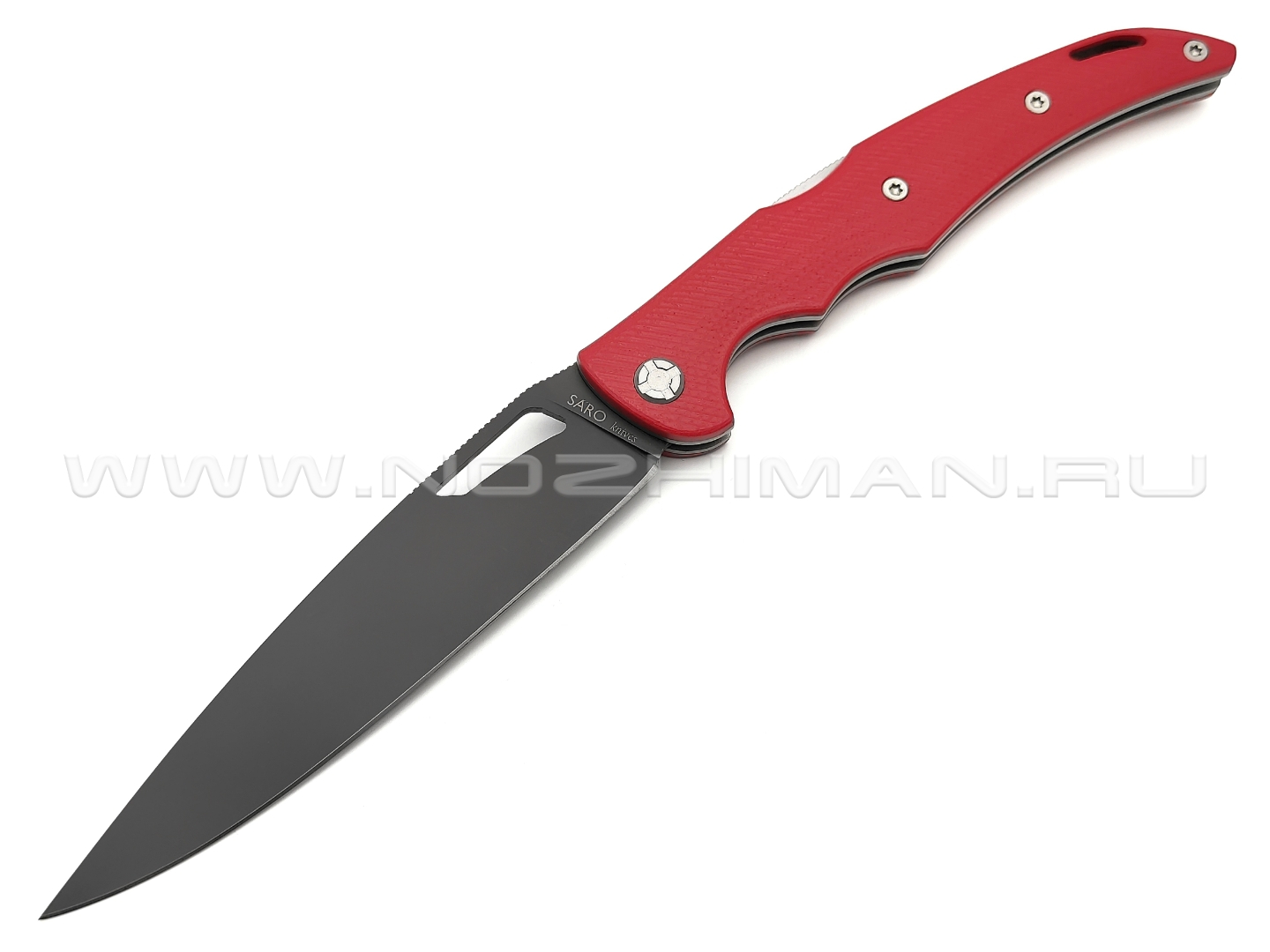 Saro нож Кайман XL сталь 65Г, рукоять G10 red